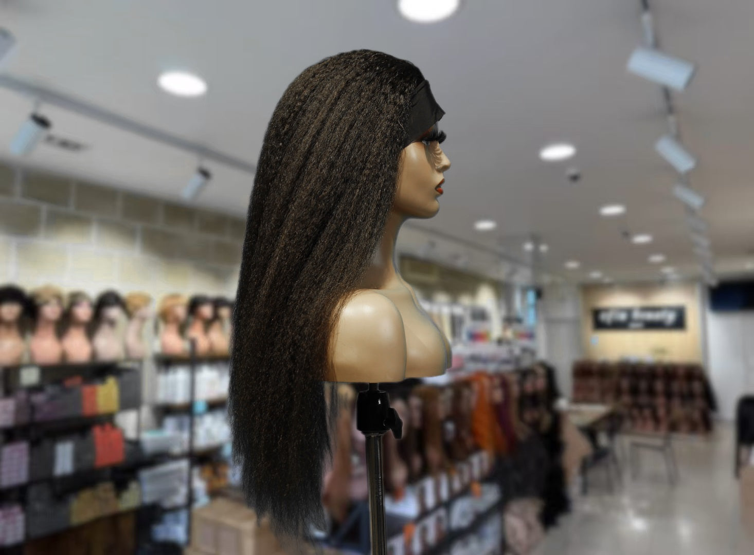 Natural Frontal Bamdou Yaki Wig 24 Inches