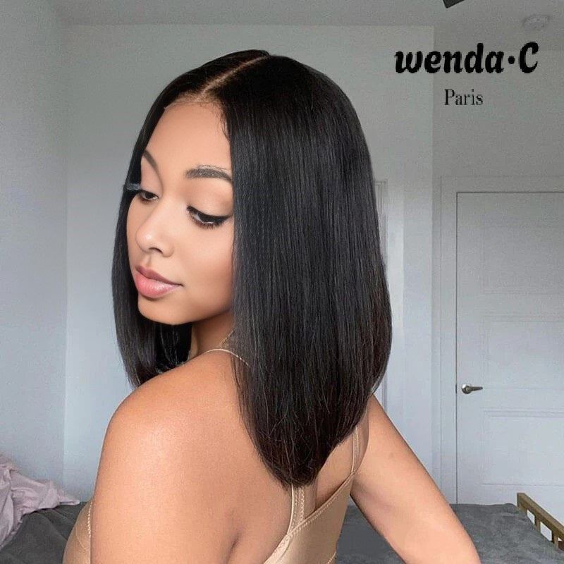 Natural 13x4 Frontal Lace Bob Glueless Wig 12 Inches