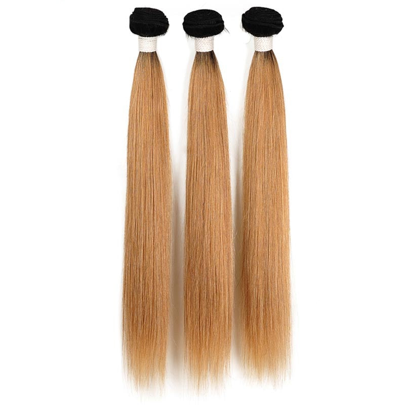 ChristyV High Quality Human Virgin Straight Brazilian Hair 1b27 Ombre Bundles Blonde 1 Bundles