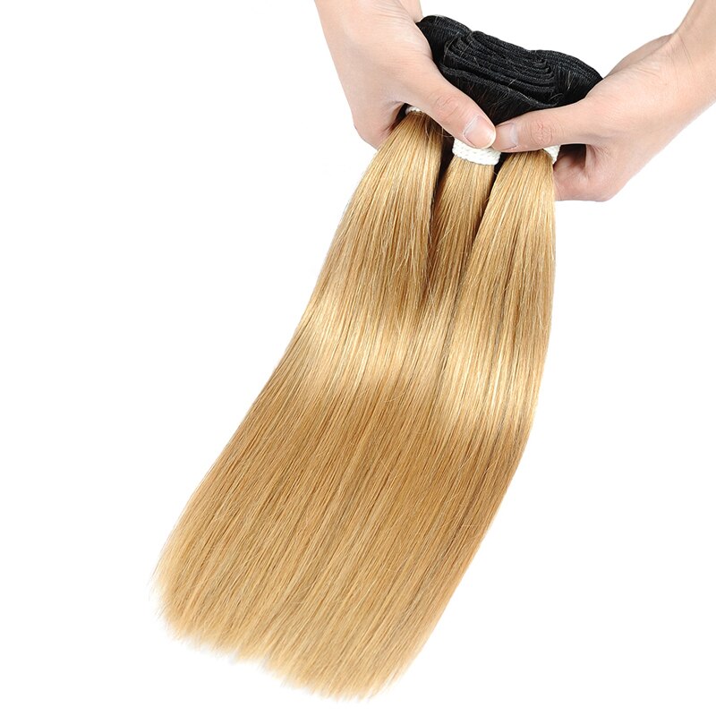 ChristyV High Quality Human Virgin Straight Brazilian Hair 1b27 Ombre Bundles Blonde 1 Bundles