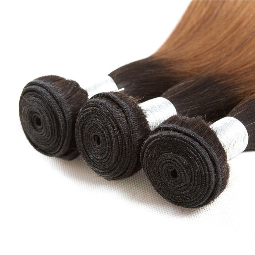 ChristyV High Quality Human Virgin Straight Brazilian Hair 1b30 Ombre Bundles Dark Brown 1 Bundles