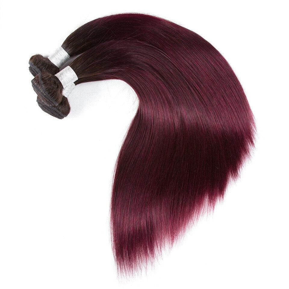 ChristyV High Quality Human Virgin Straight Brazilian Hair 1b99 Ombre Bundles Burgundy 1 Bundles