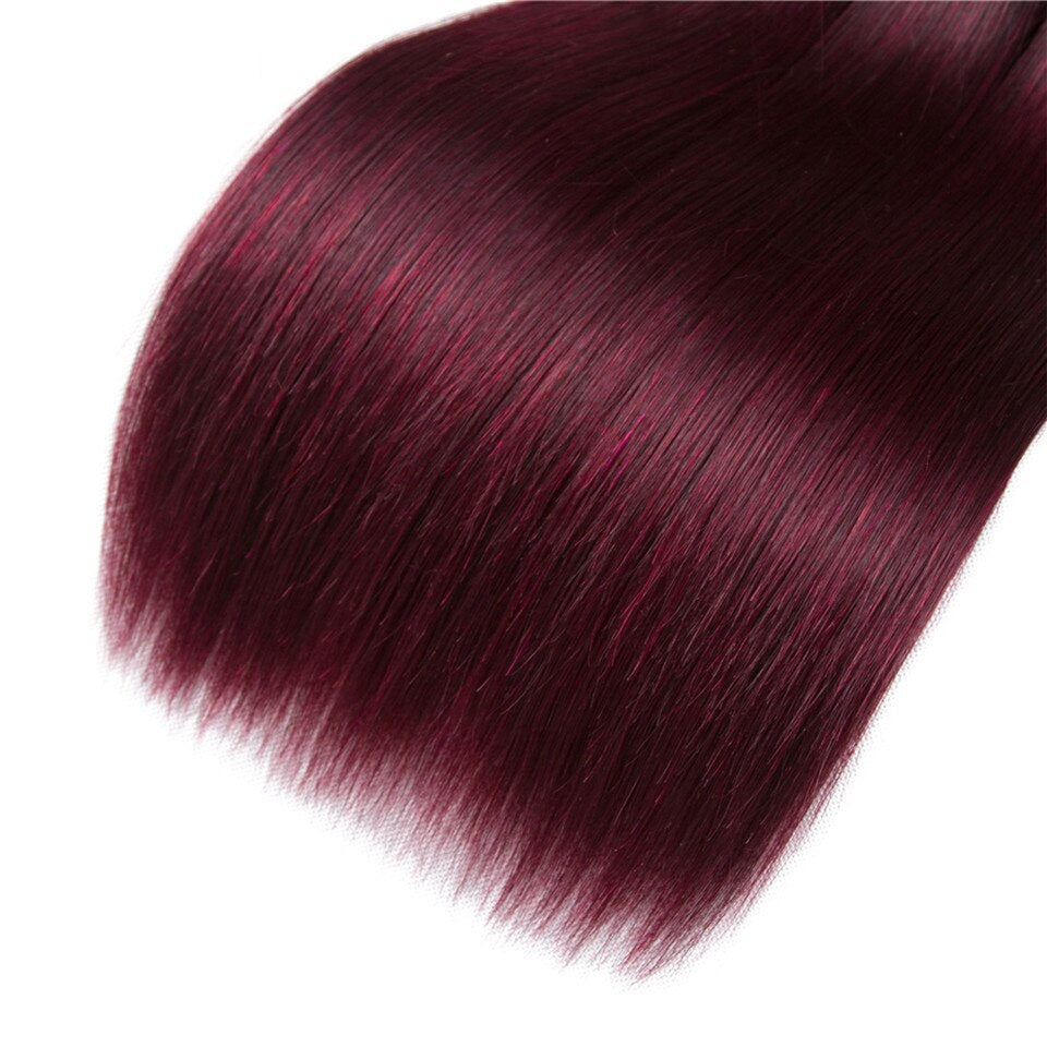 ChristyV High Quality Human Virgin Straight Brazilian Hair 1b99 Ombre Bundles Burgundy 1 Bundles