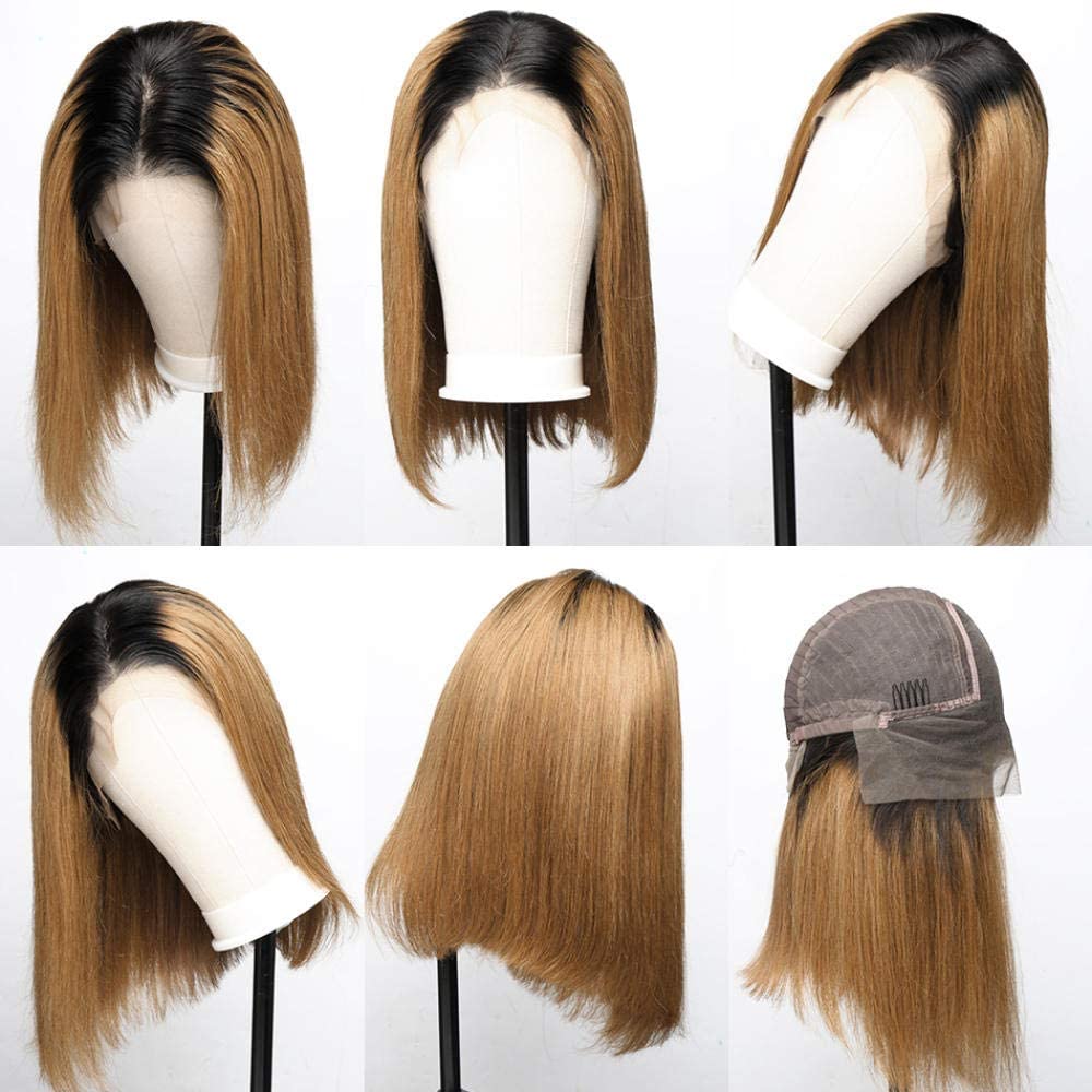 ChristyV High Quality Straight Ombre 1/27 honey Bob wig 13x4 Lace Front Wigs Silky Straight Brazilian Human Hair