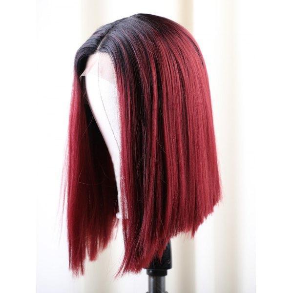 ChristyV High Quality Straight Ombre 1/99j Bordeaux  Bob wig 13x4 Lace Front Wigs Silky Straight Brazilian Human Hair