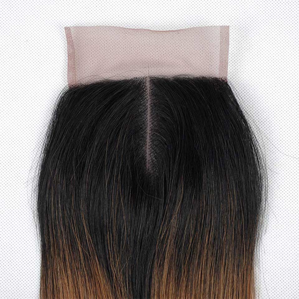 ChristyV High Quality Straight Lace Closure 1b30 Ombre Bundles Dark Brown 4x4 Free Part Lace Closure 100% Unprocessed Brazilian Human Hair Free Part Lace Closure Straight Lace Closure with Baby Hair Ombre Bundles Dark Brown Color