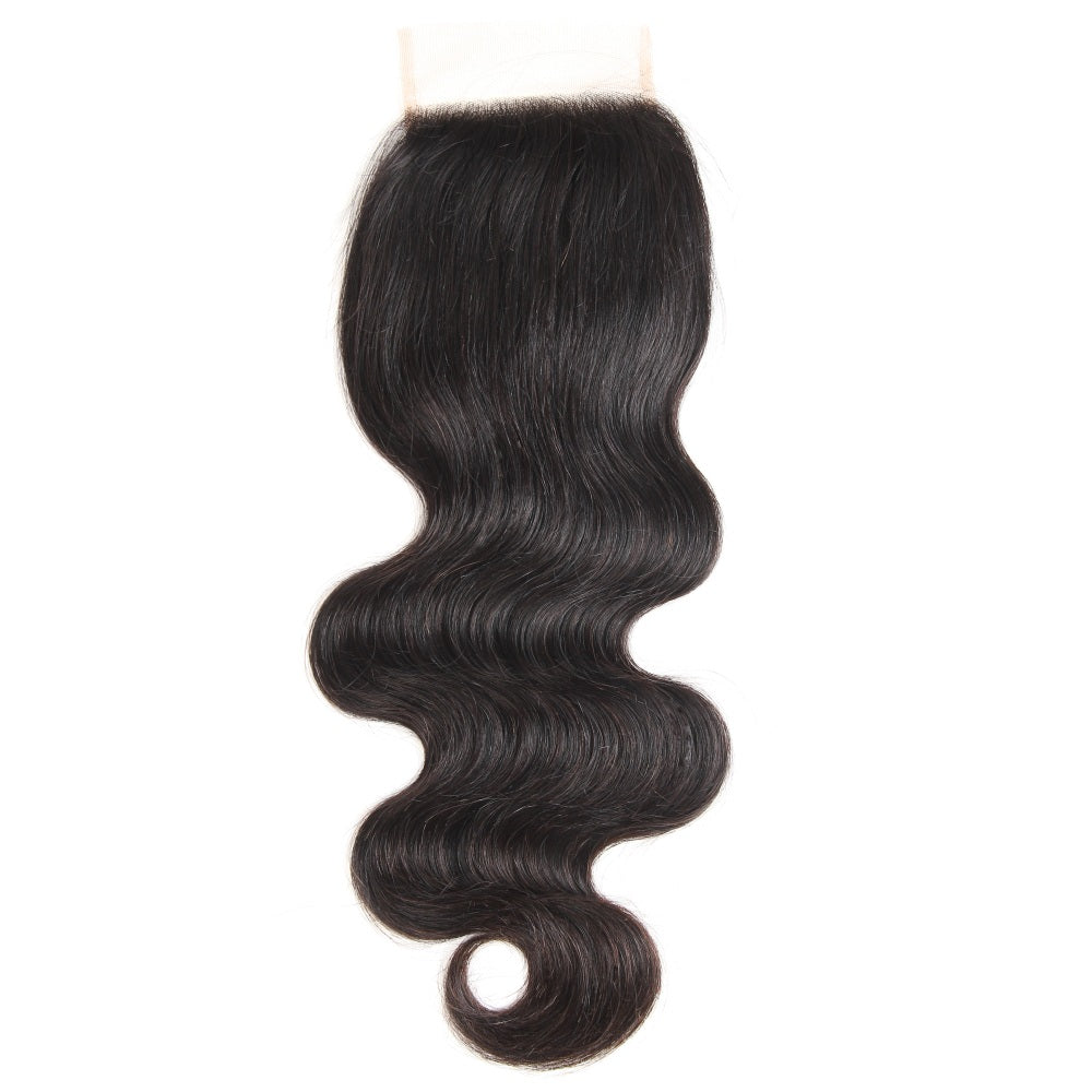 ChristyV High Quality Body Wave Lace Closure 4x4 Free Part Lace Closure 100% Unprocessed Brazilian Human Hair Free Part Lace Closure Straight Lace Closure with Baby Hair Natural Black Color