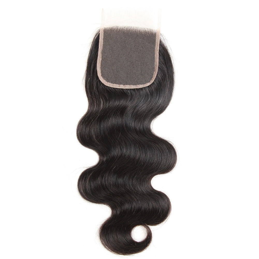 ChristyV High Quality Body Wave Lace Closure 4x4 Free Part Lace Closure 100% Unprocessed Brazilian Human Hair Free Part Lace Closure Straight Lace Closure with Baby Hair Natural Black Color