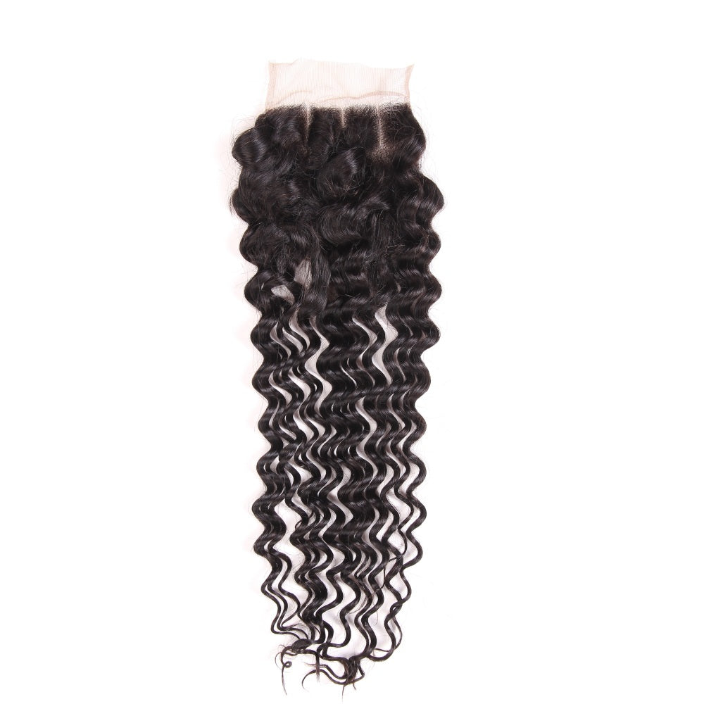 ChristyV High Quality Jerry Curly Lace Closure 4x4 Free Part Lace Closure 100% Unprocessed Brazilian Human Hair Free Part Lace Closure Straight Lace Closure with Baby Hair Natural Black Color