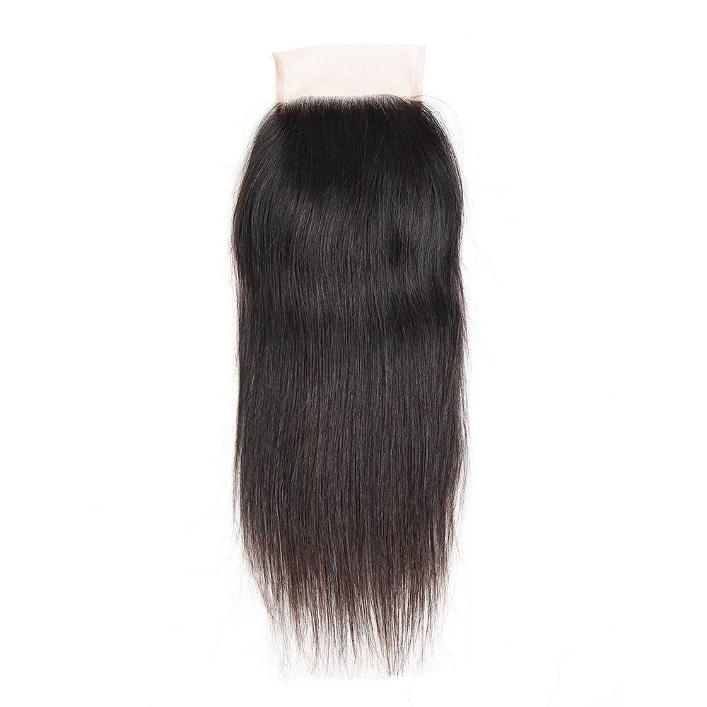 ChristyV High Quality Straight Lace Closure 4x4 Free Part Lace Closure 100% Unprocessed Brazilian Human Hair Free Part Lace Closure Straight Lace Closure with Baby Hair Natural Black Color