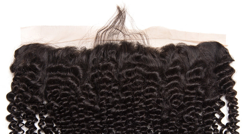 ChristyV High Quality Kinky Curly Lace Frontal 13x4 Free Part Lace Frontal 100% Unprocessed Brazilian Human Hair Free Part Lace Frontal Straight Lace Frontal with Baby Hair Natural Black Color