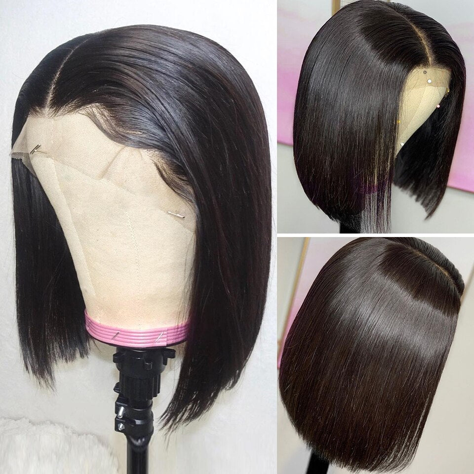 ChristyV High Quality Side Part Bob wig 13x4 Lace Front Wigs Silky Straight Brazilian Human Hair