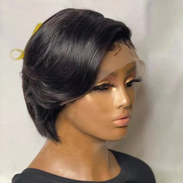 ChristyV High Quality Straight brazilian hair Pixie Short straight 13*1 Wig For Women